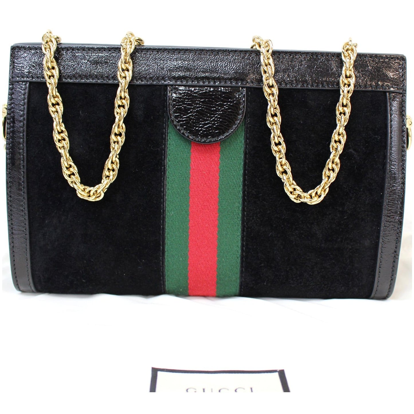 GUCCI Ophidia GG Small Web Suede Leather Shoulder Bag Black 503877