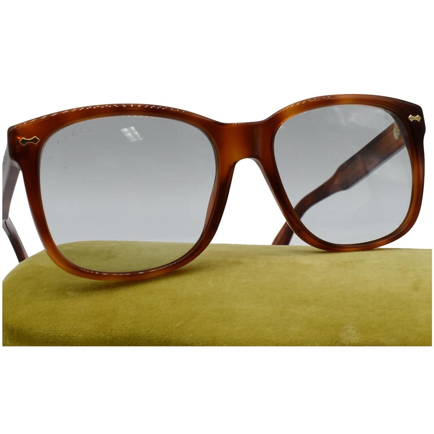 GUCCI Light Havana Eyeglasses Transparent Lens