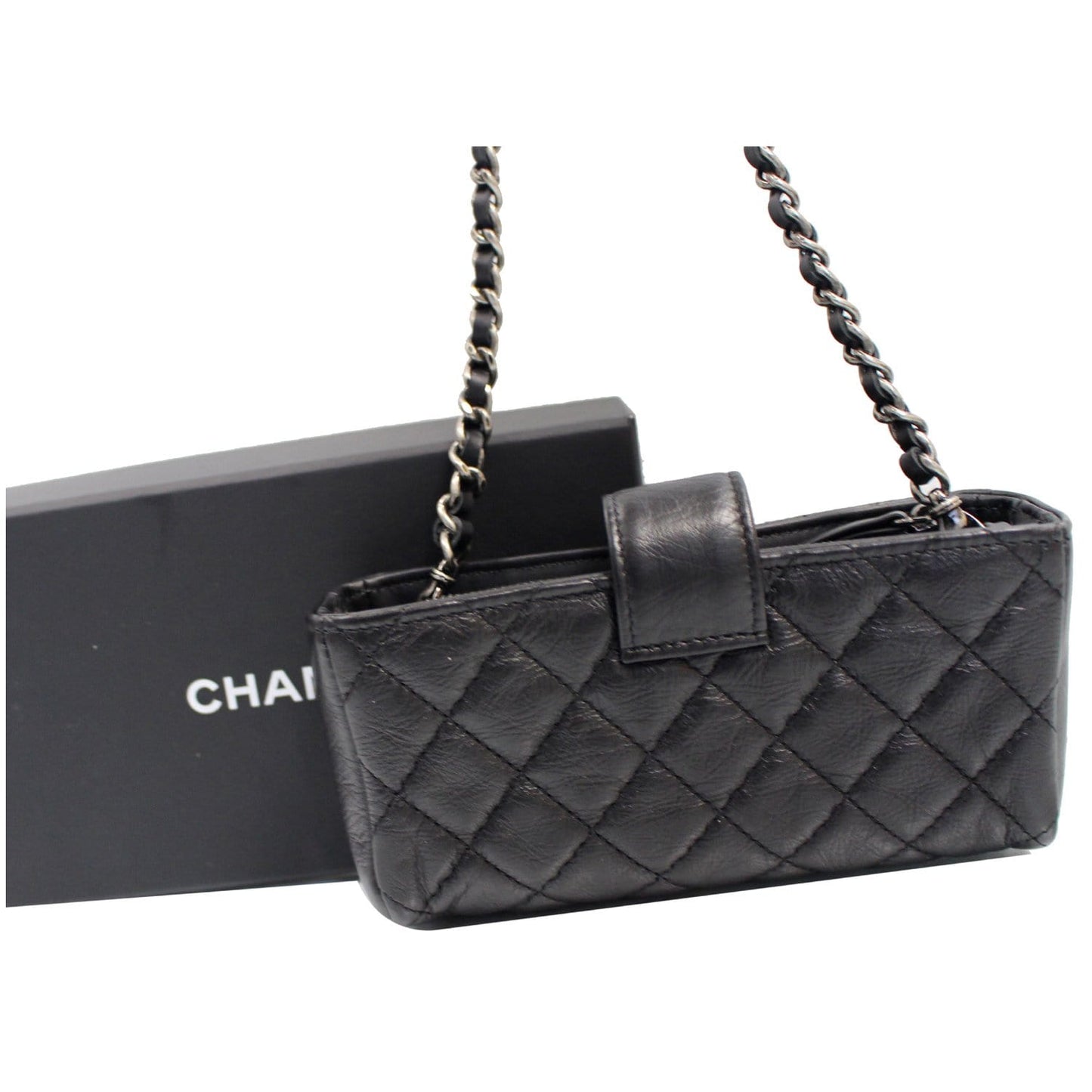 CHANEL Reissue Lucky Charm Quilted Leather Chain Crossbody Clutch Bag Black