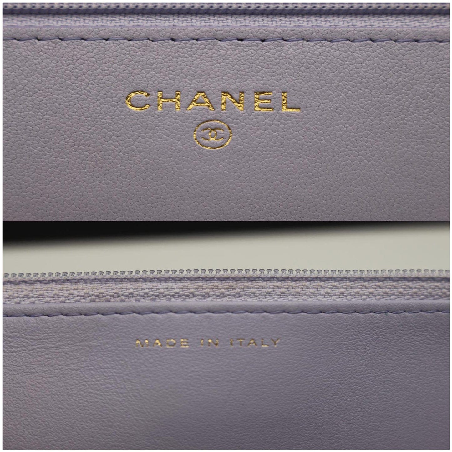 CHANEL 19 CC WOC Leather Wallet On Chain Crossbody Bag Light Lavender
