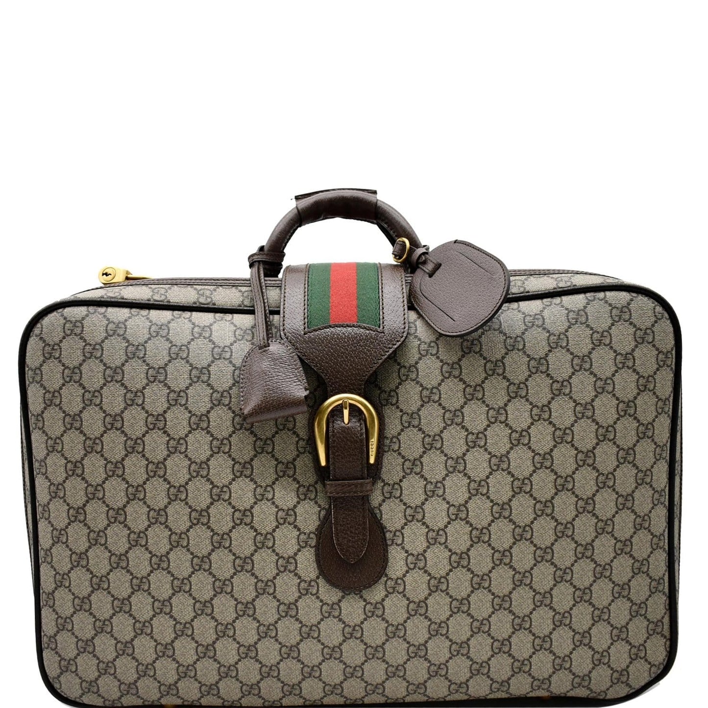 GUCCI Web GG Supreme Suitcase Travel Bag Beige 424501 - 25% OFF