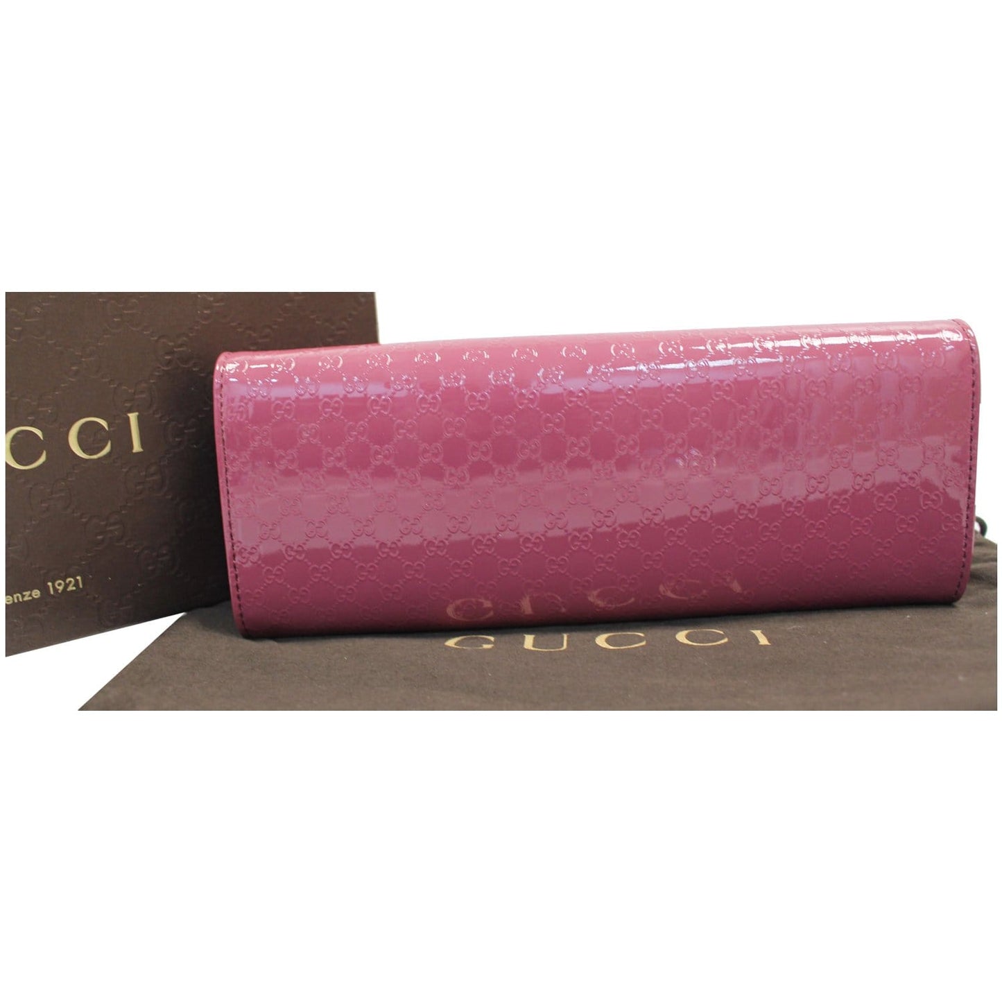 GUCCI Broadway Patent Microguccissima Small Clutch Fuschia - Last Call