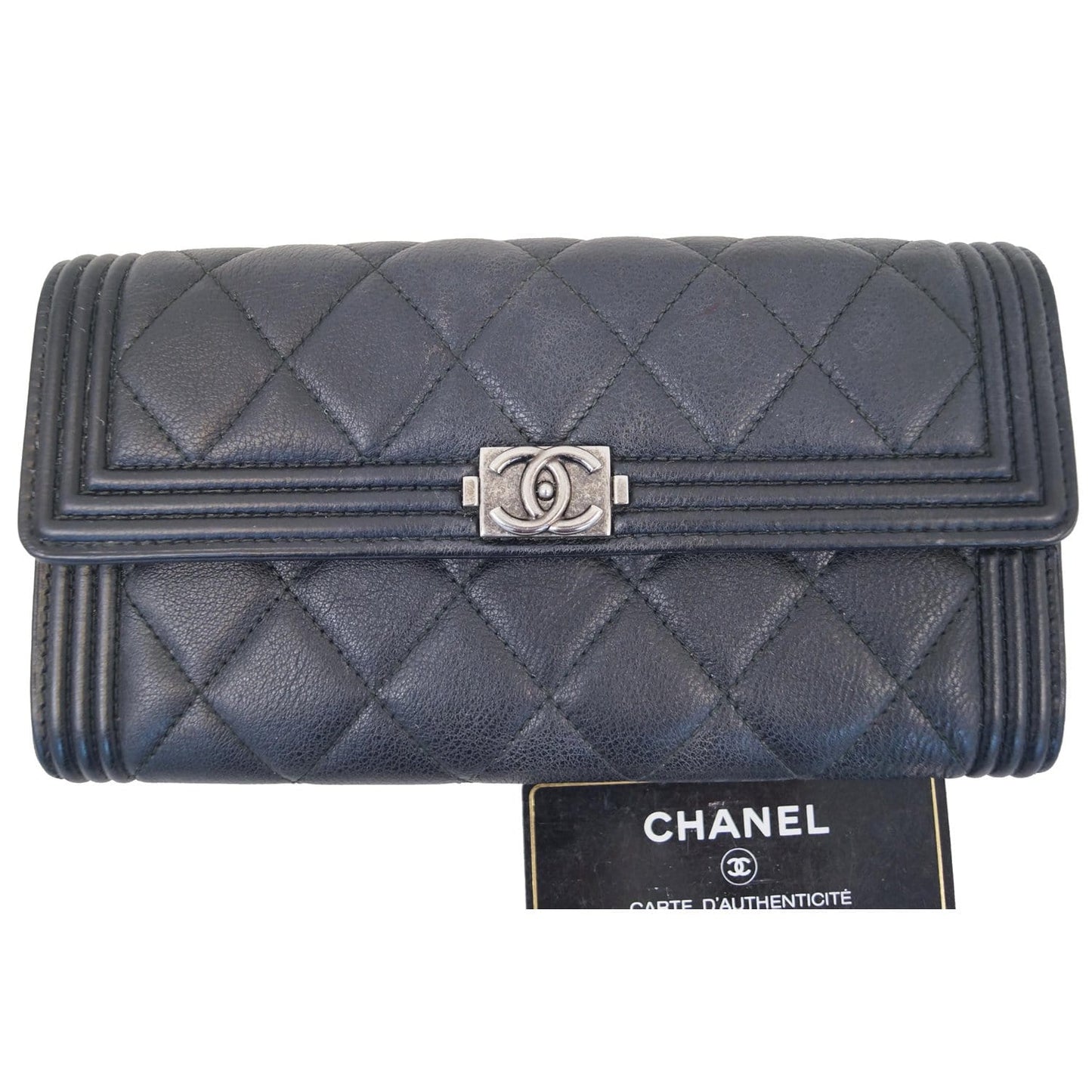 CHANEL Boy Large Flap Lambskin Leather Wallet Black - 15% OFF