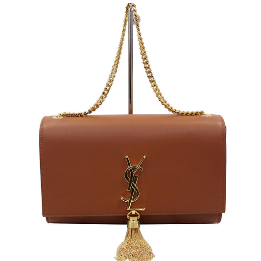 YVES SAINT LAURENT Kate Large Grain De Poudre Leather Shoulder Bag Brown