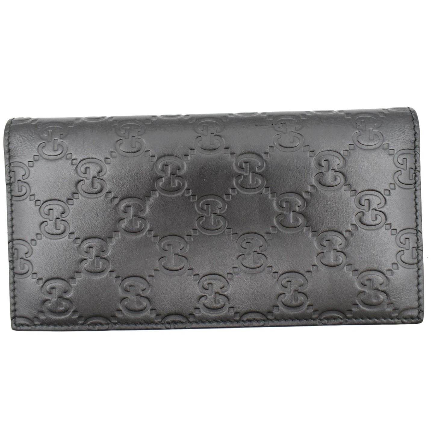 GUCCI Continental Long GG Guccissima Leather Wallet Black 224183