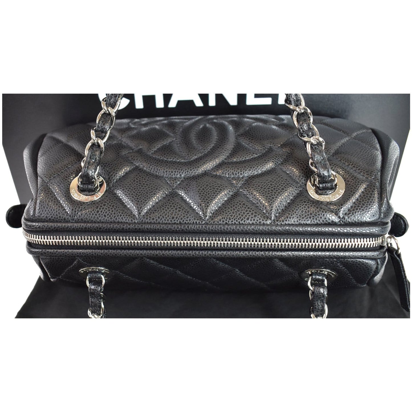 CHANEL Timeless CC Quilted Caviar Leather Small Chain Bowler Bag Black - 15% OFF