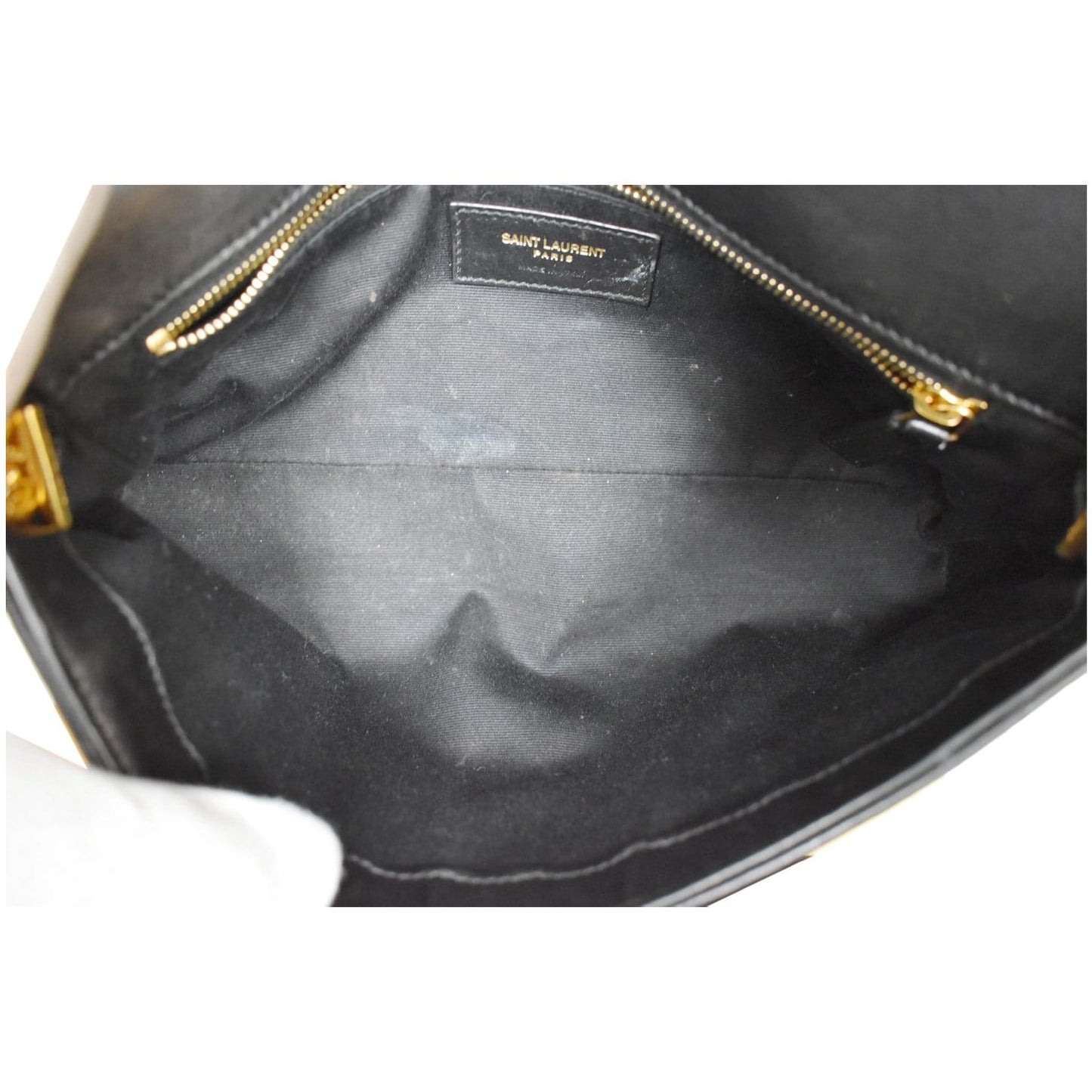 YVES SAINT LAURENT Kate 99 Chevron Leather Shoulder Bag Black