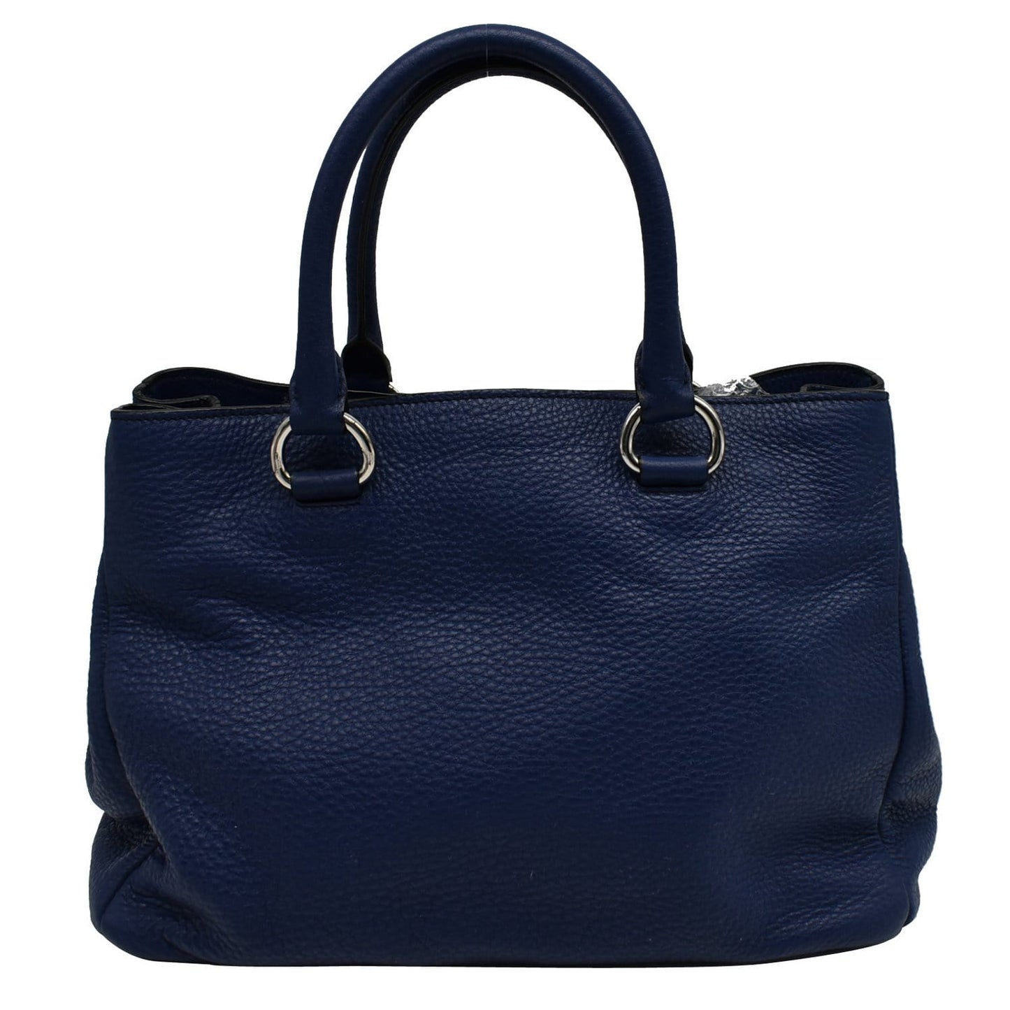 PRADA Vitello Daino Pebbled Leather Tote Bag Blue