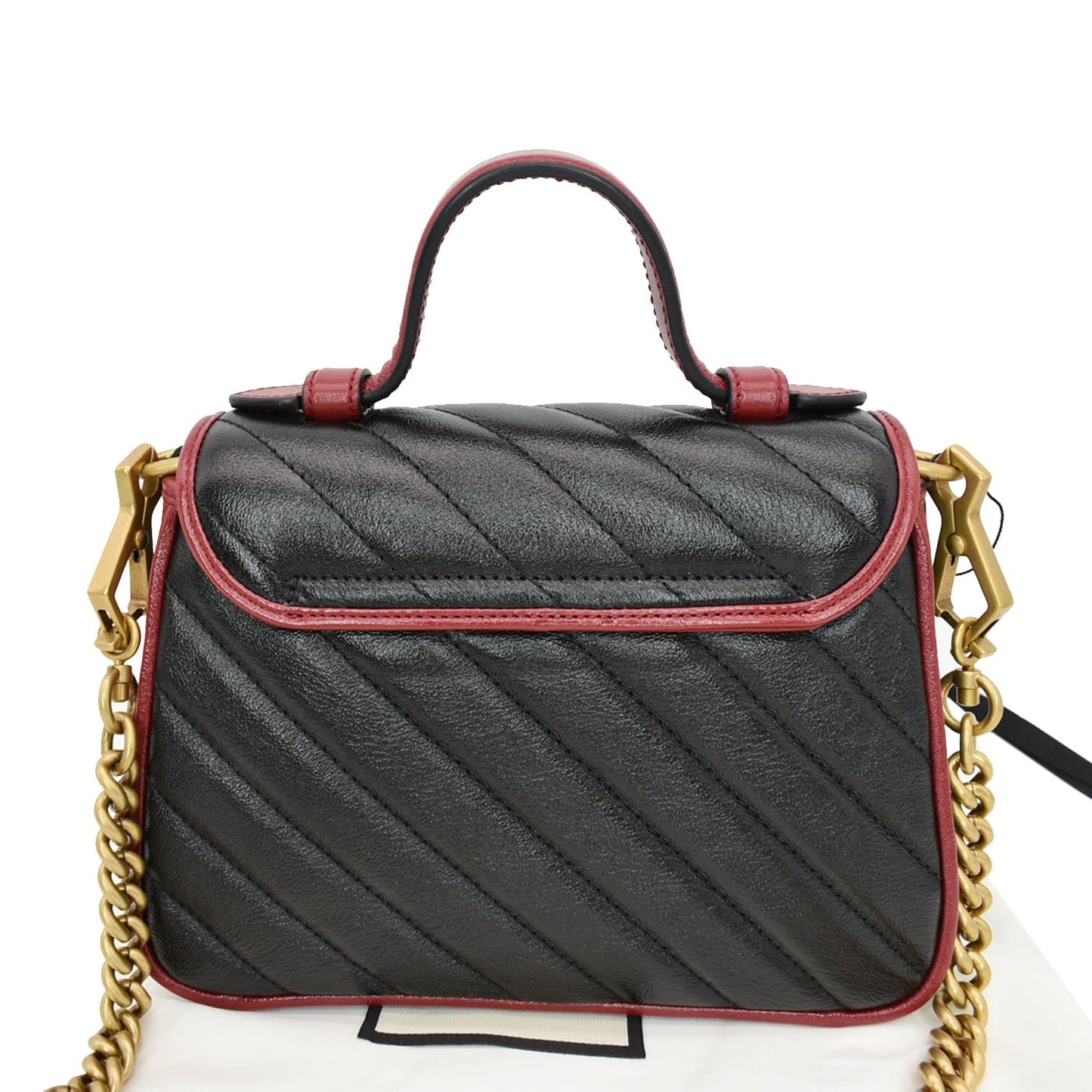 GUCCI GG Torchon Marmont Mini Top Handle Crossbody Bag 583571 Black/Cerise - Hot Deals