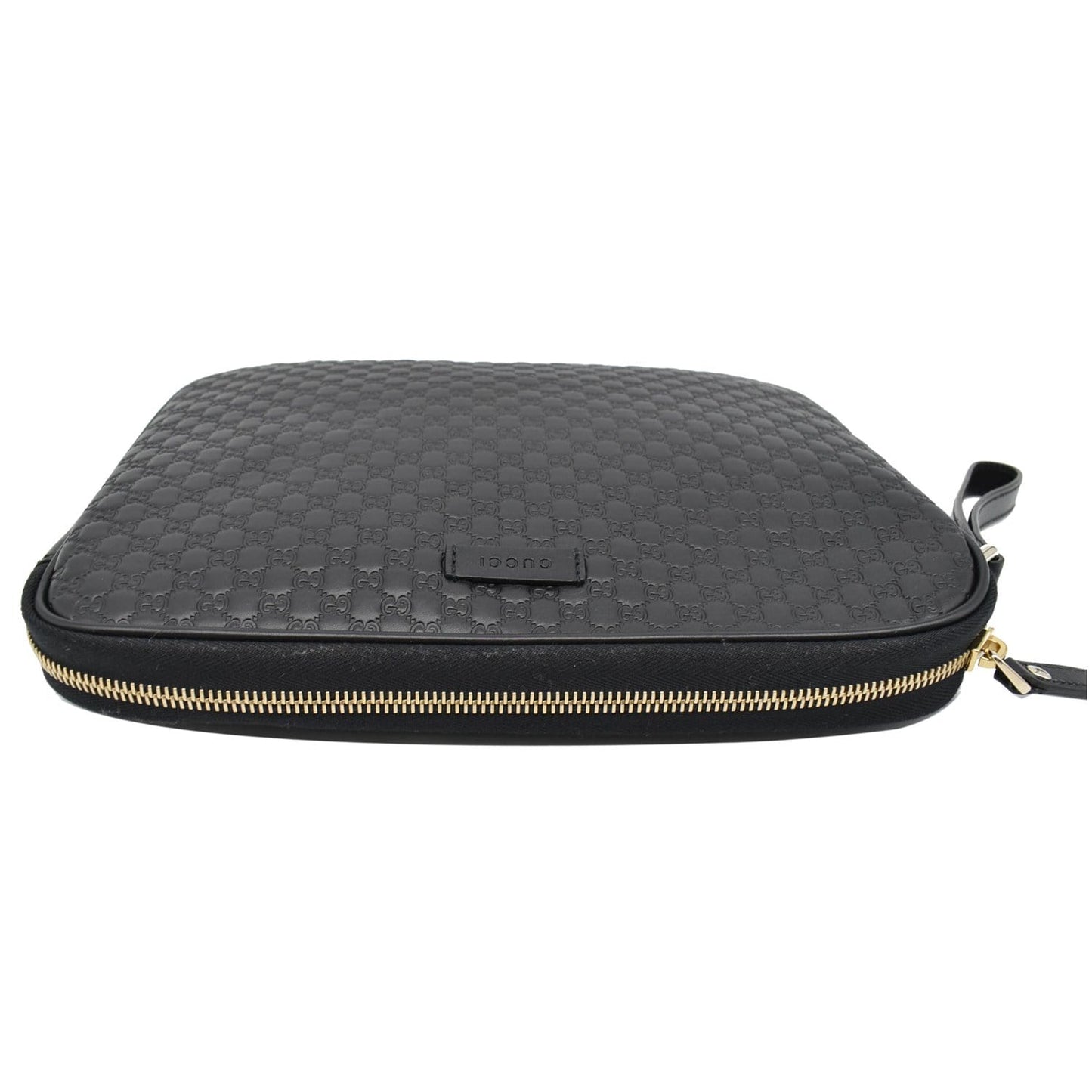 GUCCI Microguccissima Leather Clutch Bag Black 607726