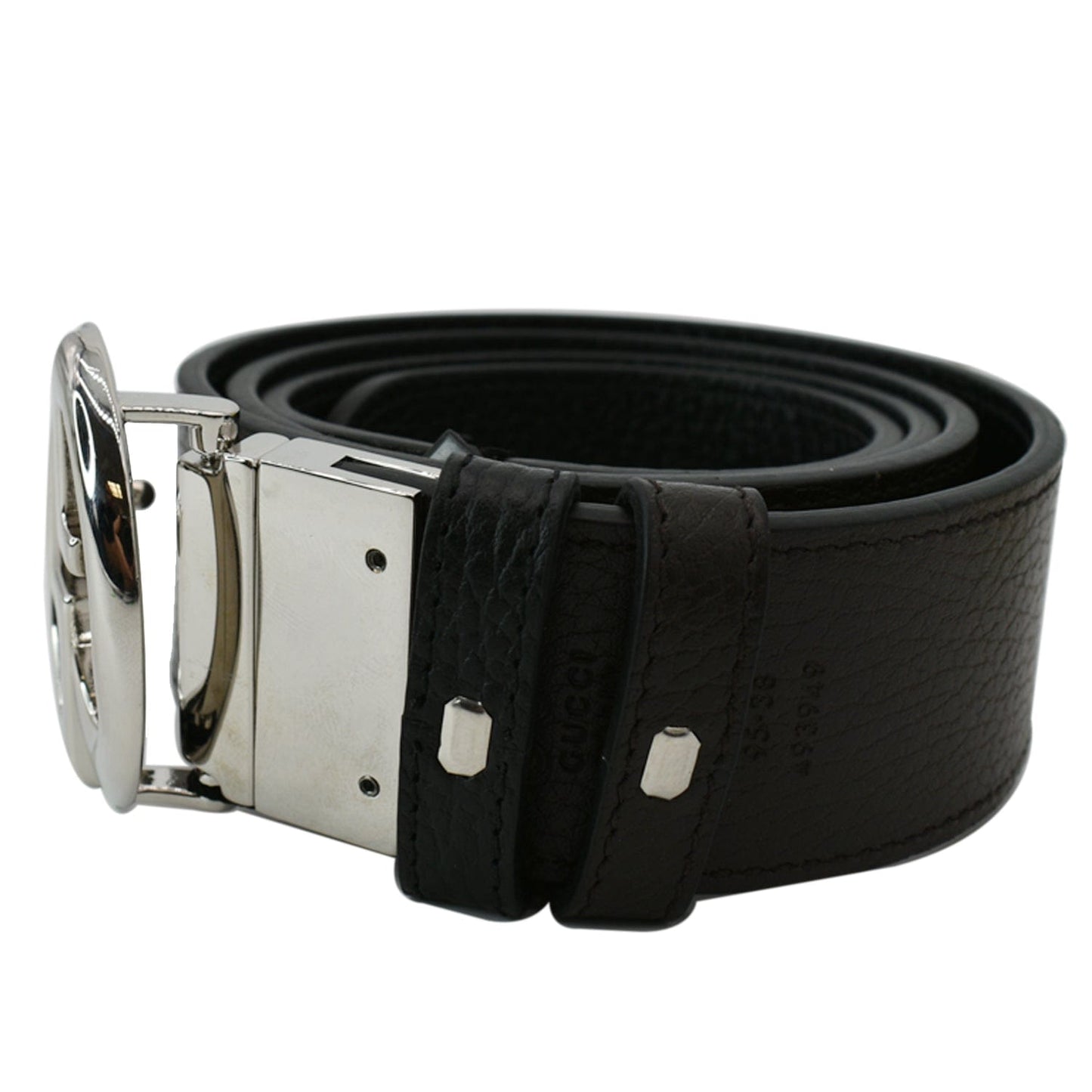 GUCCI  GG Reversible Leather Belt Black/Brown 449715 Size 95.38