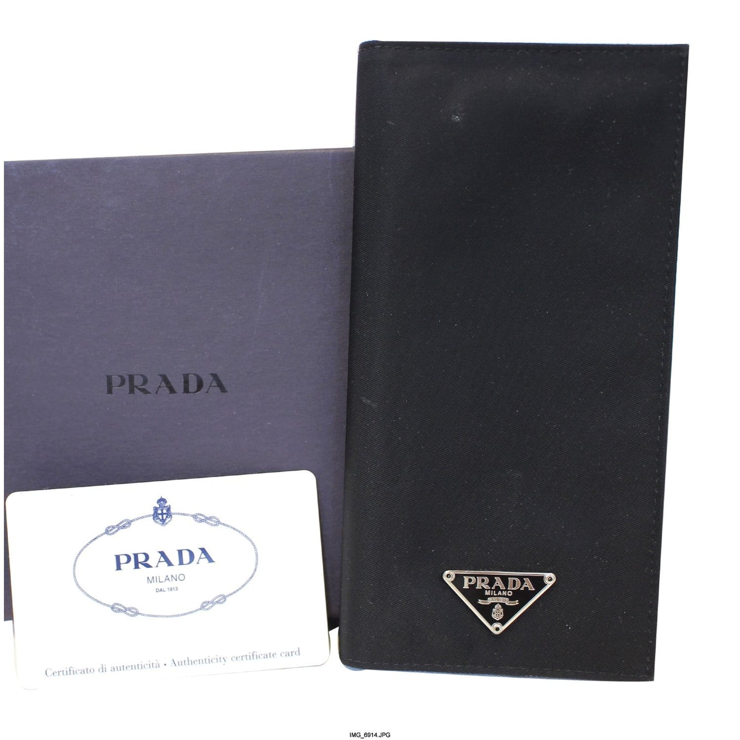 PRADA Black Nylon Checkbook Cover Wallet