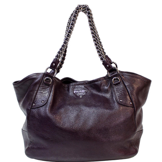 PRADA Cervo Lux Chain Shoulder Bag Purple
