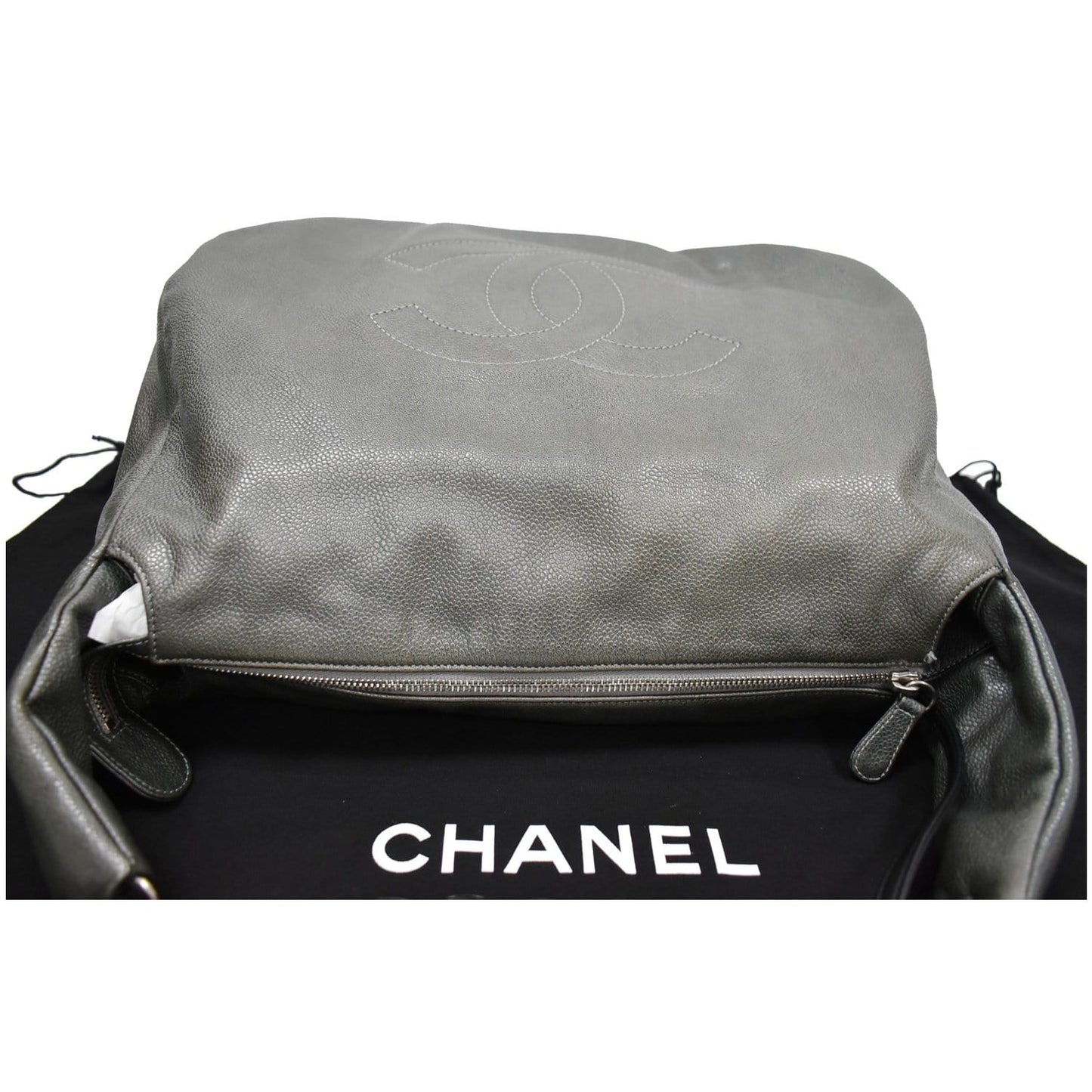 CHANEL 31 Small CC Caviar Leather Hobo Bag Grey