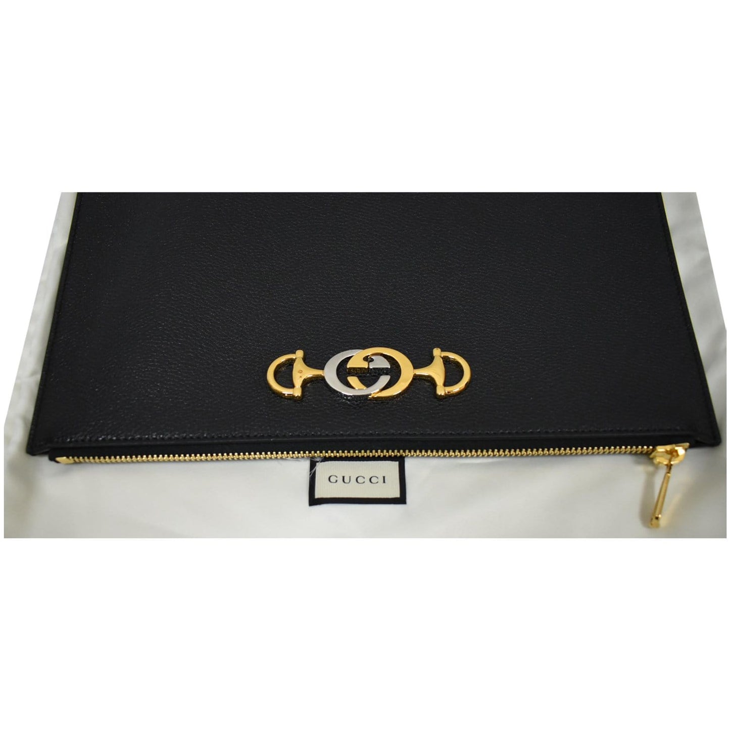 GUCCI Zumi Grainy Leather Pouch Black 570728 - 25% OFF