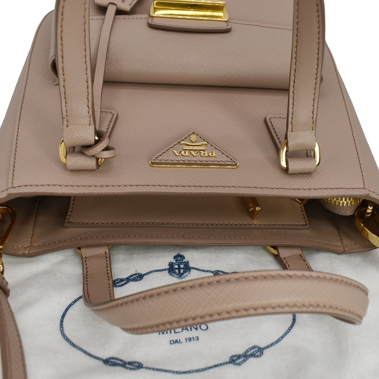 PRADA Lux Metropolis Saffiano Leather Tote Bag Cipria  - Hot Deals
