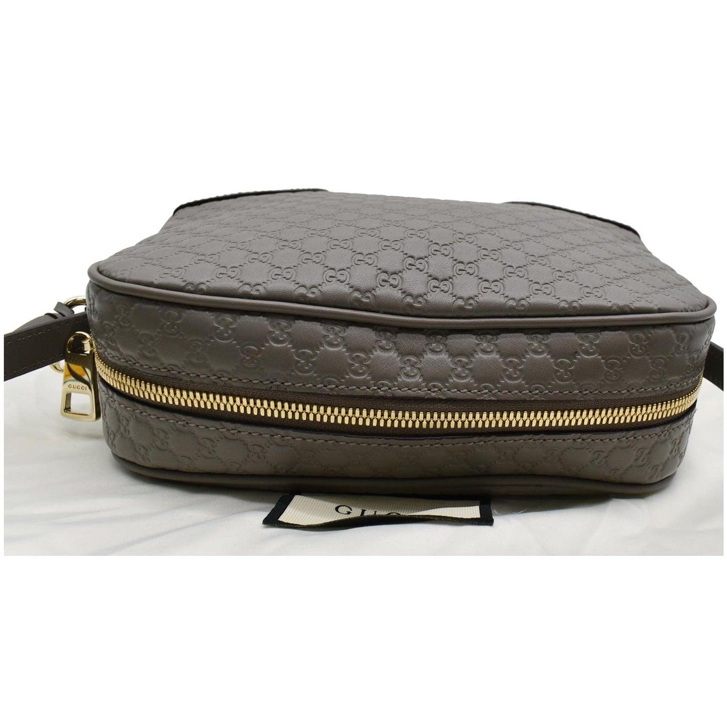 GUCCI Bree Mini GG Guccissima Leather Crossbody Bag Grey 449413