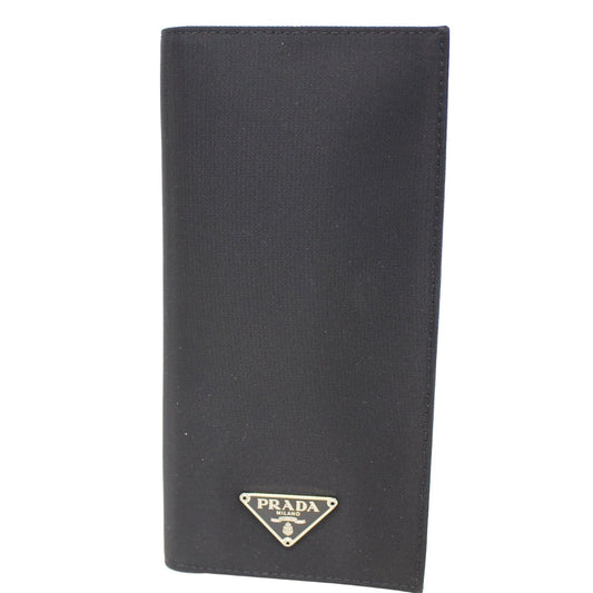 PRADA Nylon Checkbook Cover Wallet Black