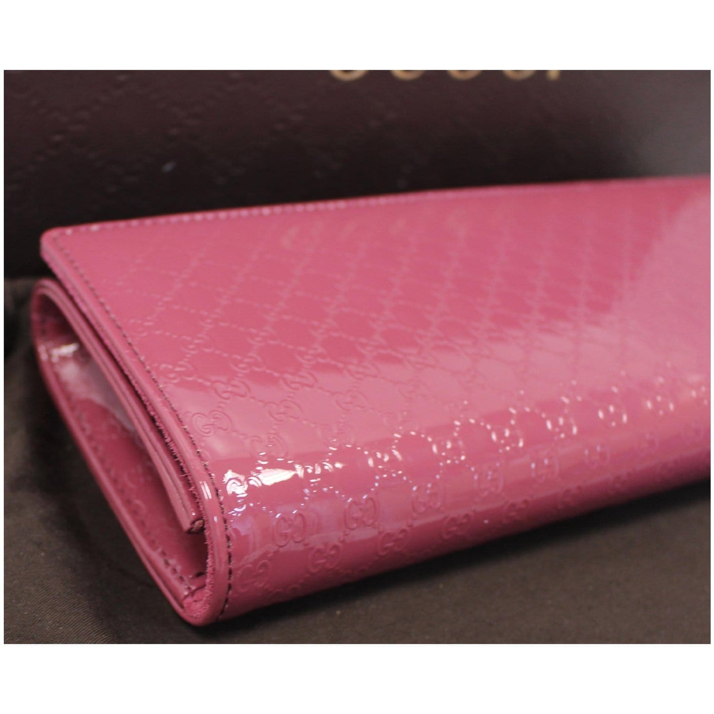 GUCCI Broadway Patent Microguccissima Small Clutch Fuschia - Last Call
