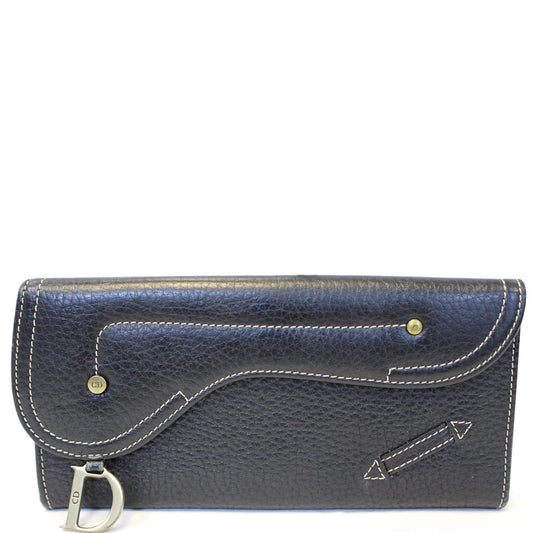 CHRISTIAN DIOR Saddle Leather Wallet Black