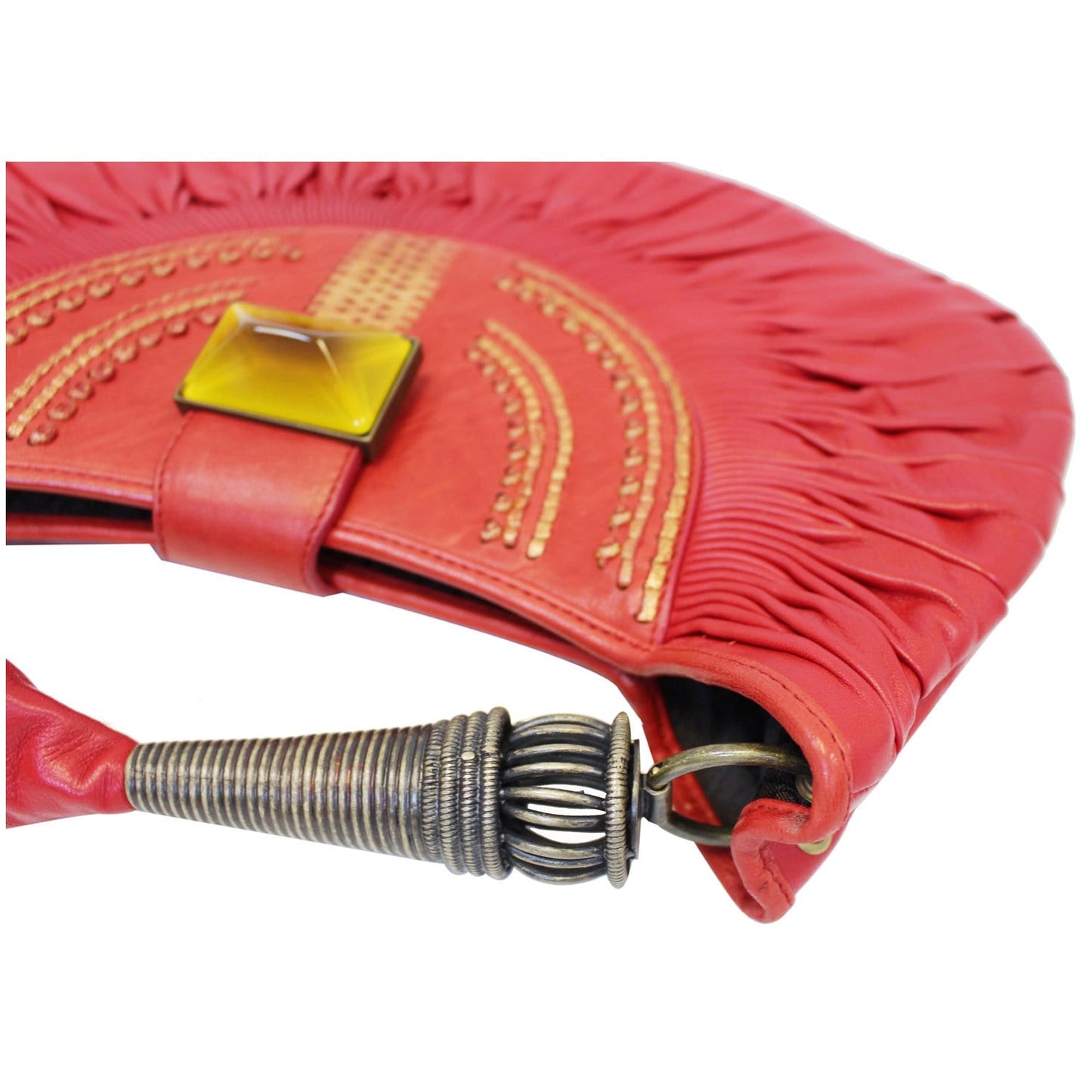 CHRISTIAN DIOR Plisse Pleated Leather Hobo Bag Red - 20% OFF