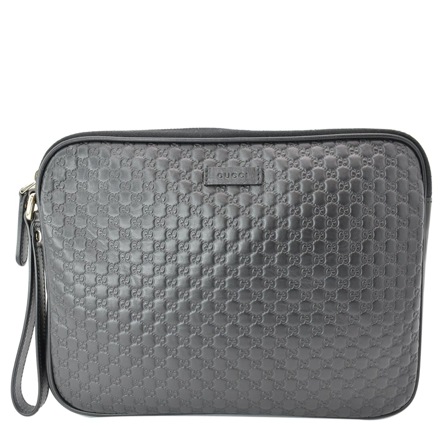 GUCCI Microguccissima Leather Clutch Bag Black 607726