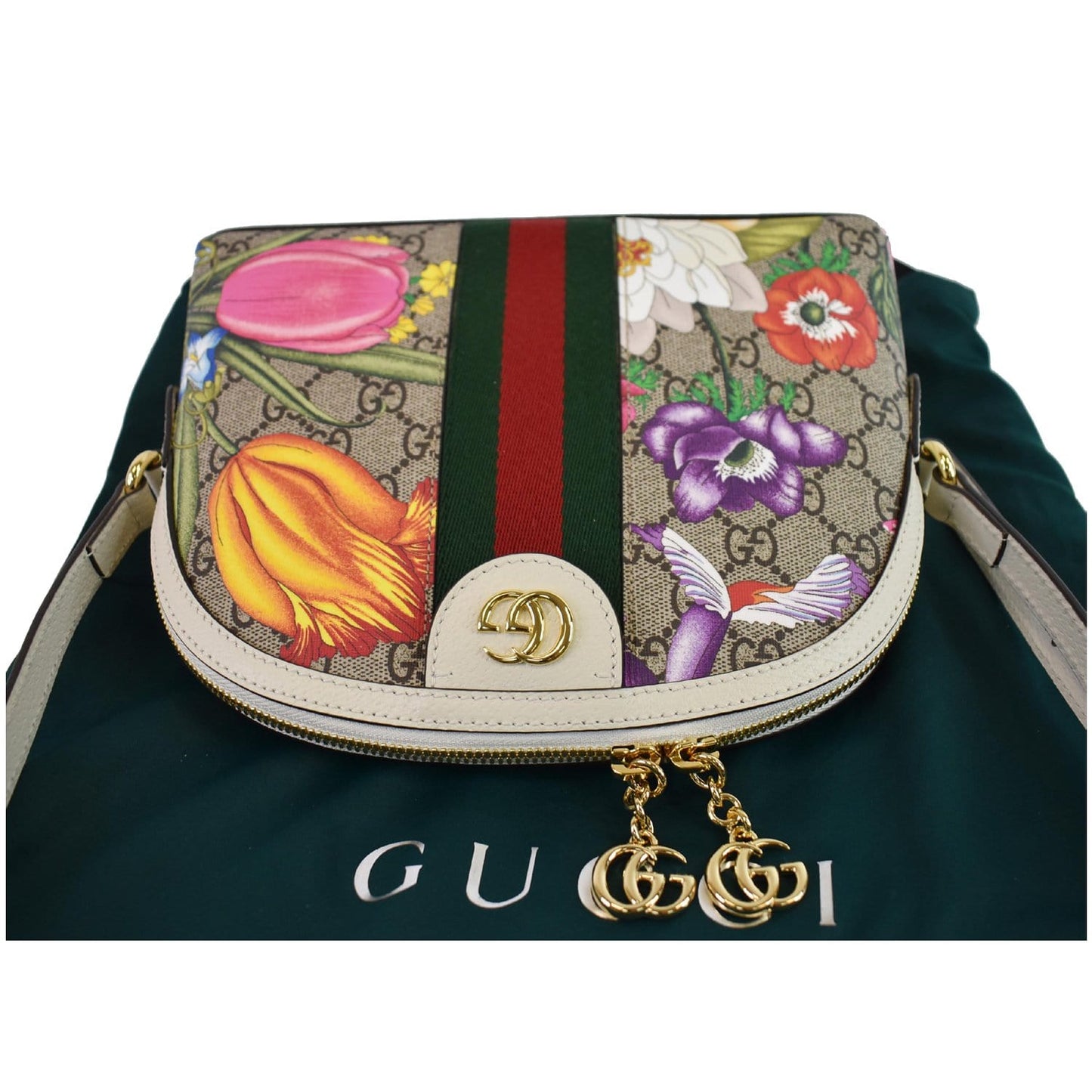GUCCI Ophidia Flora Small Supreme Canvas Shoulder Bag Beige 499621