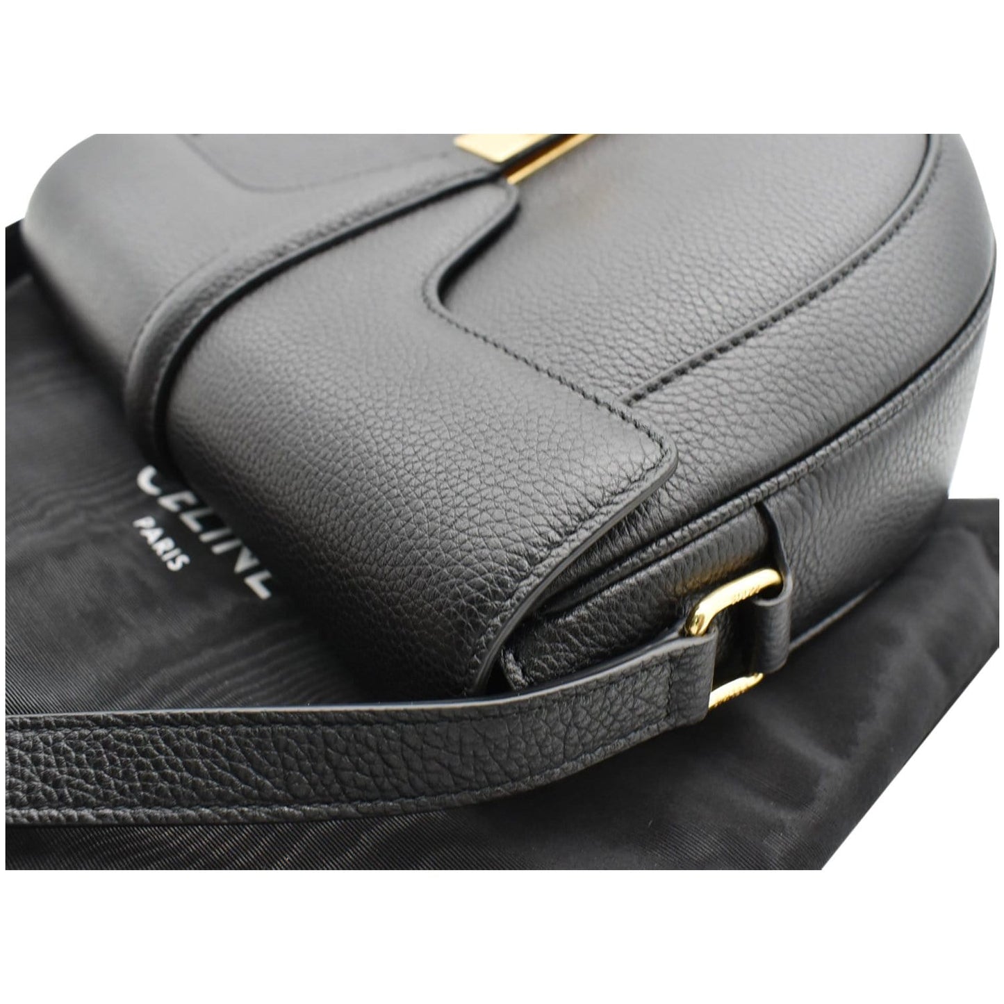 CELINE Besace 16 Small Leather Shoulder Bag Black