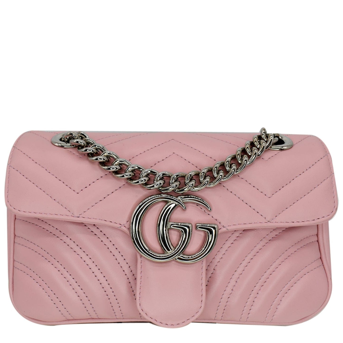 GUCCI GG Marmont Mini Matelass? Leather Shoulder Crossbody Bag Pastel Pink 446744