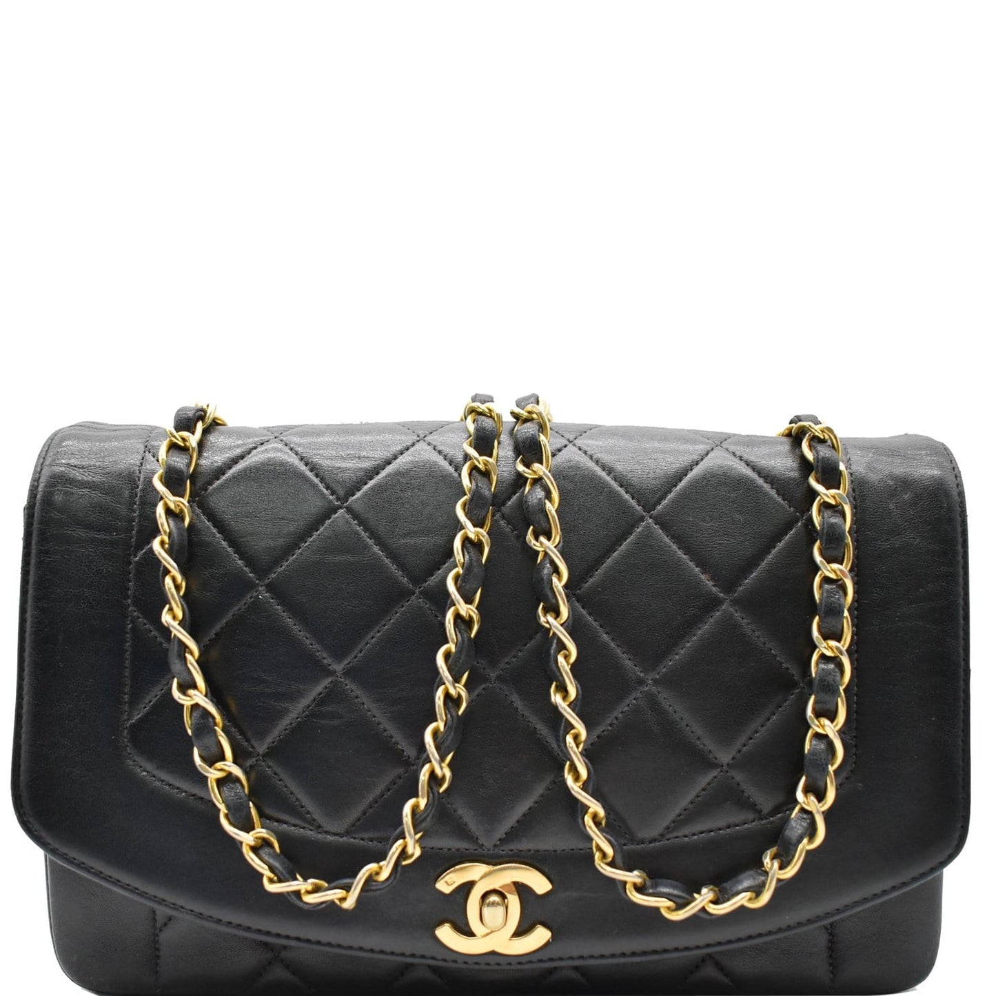 CHANEL Diana Flap Quilted Lambskin Leather Shoulder Bag Black - 20% OFF