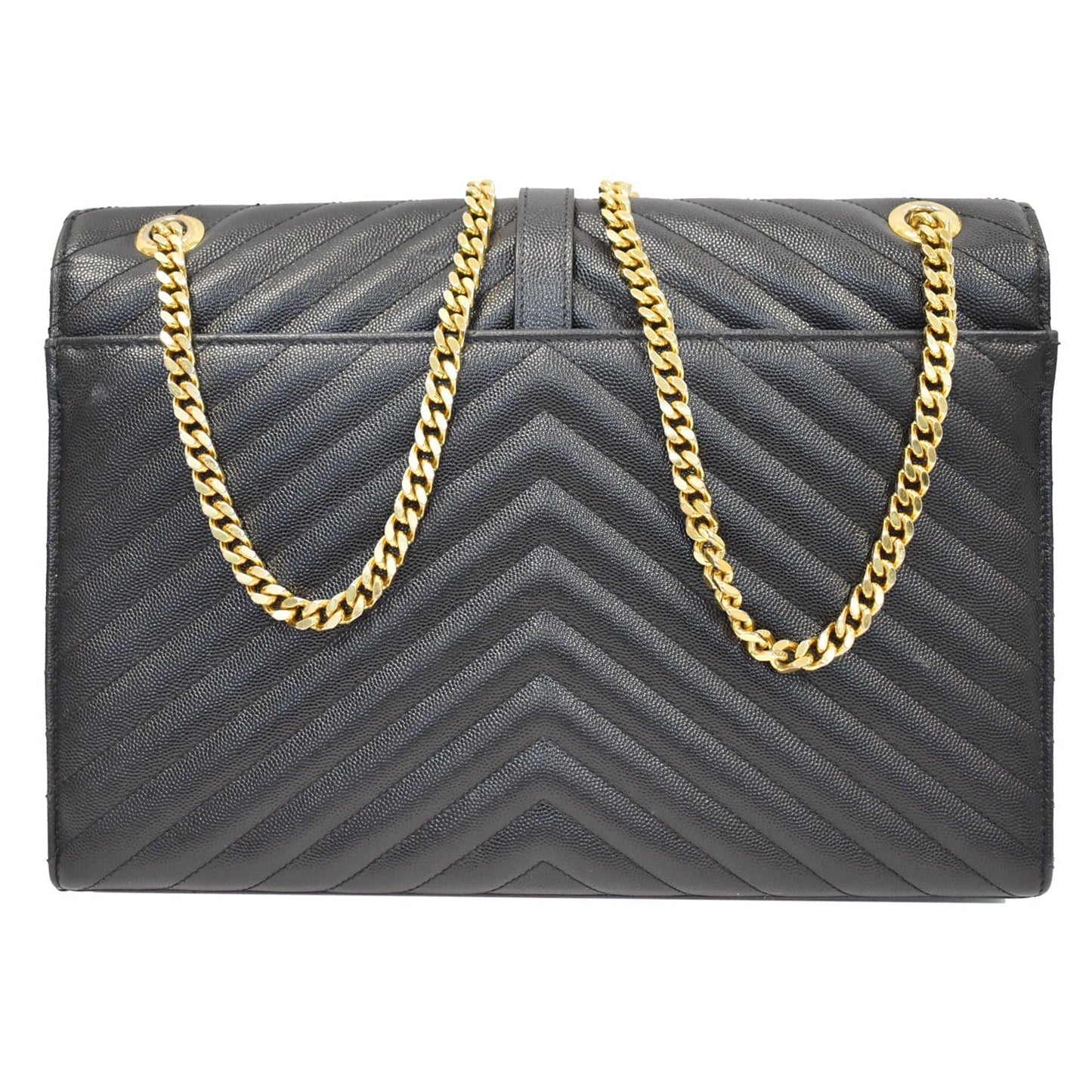 YVES SAINT LAURENT Large Envelope Grain De Poudre Chain Shoulder Bag Black