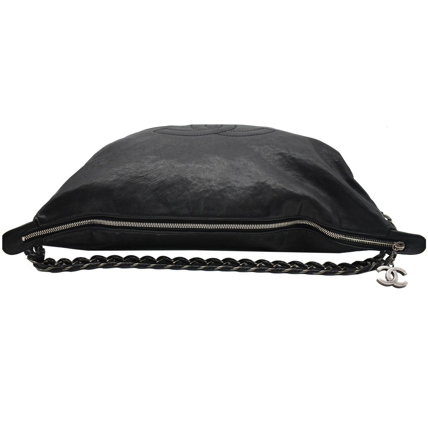 CHANEL Modern Chain Calfskin Leather Hobo Bag Black