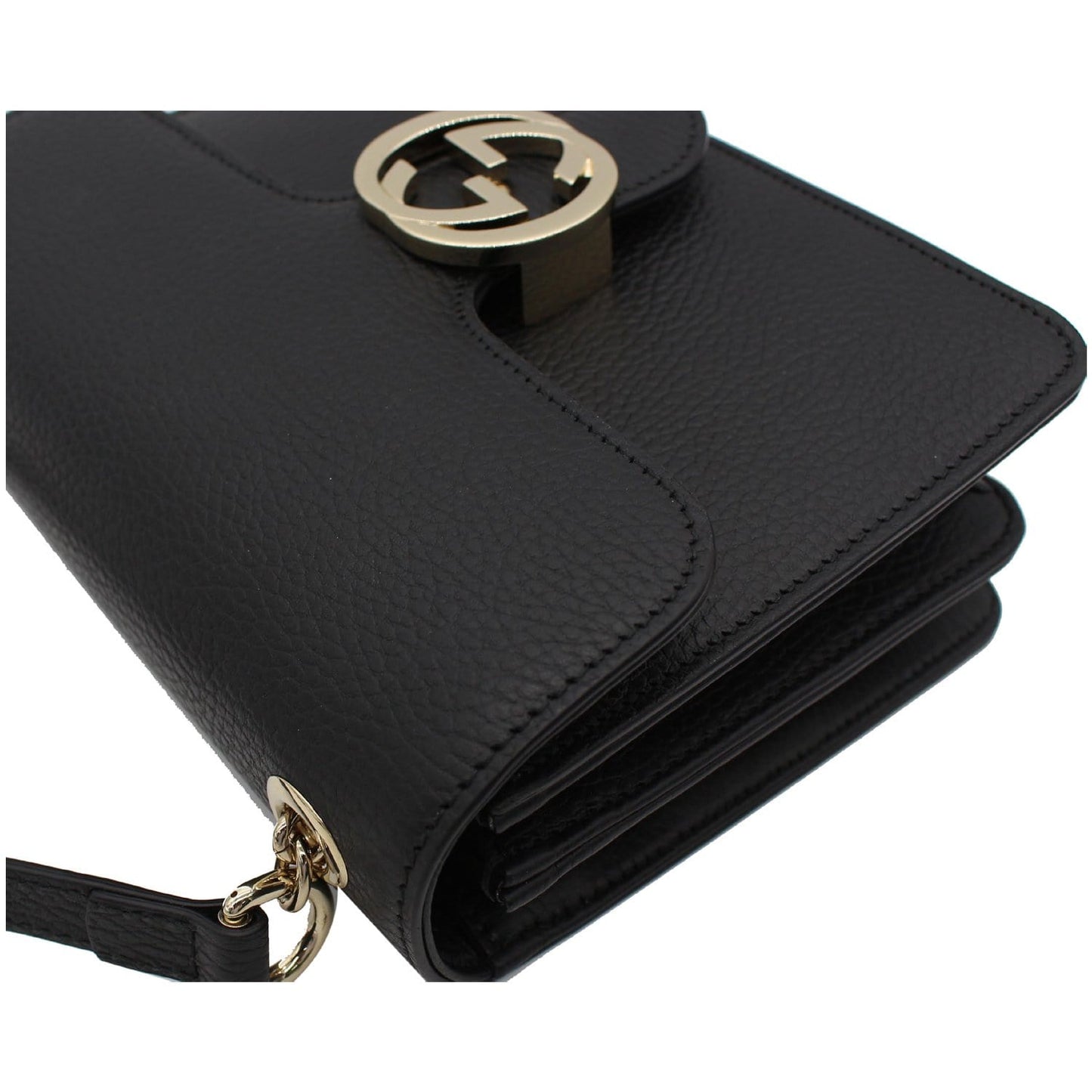 GUCCI Interlocking GG Leather Crossbody Bag Black