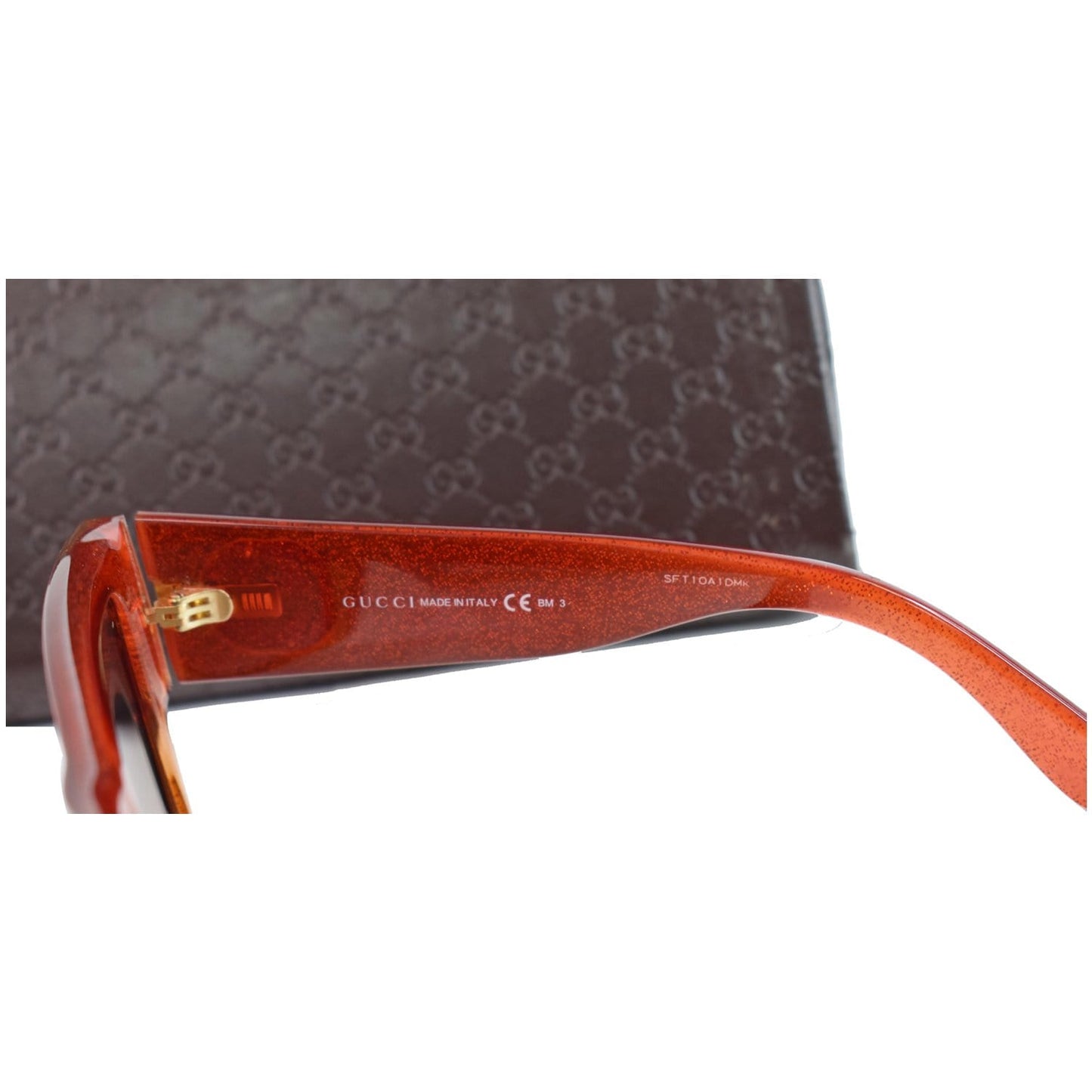 GUCCI Square Glitter Red Yellow / Grey Gradient Lens Sunglasses GG3817/S