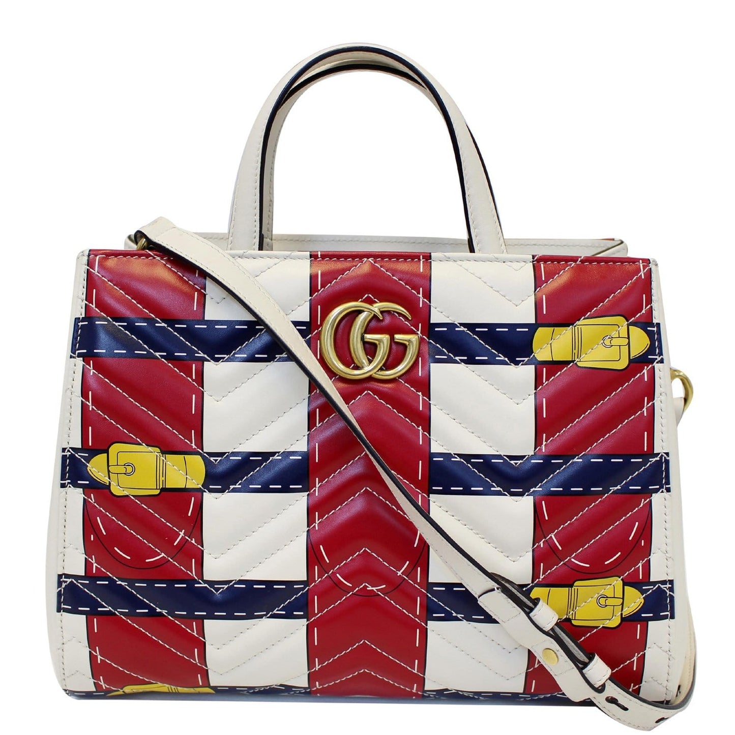 GUCCI Trompe L?oeil Print GG Marmont Top Handle Shoulder Bag