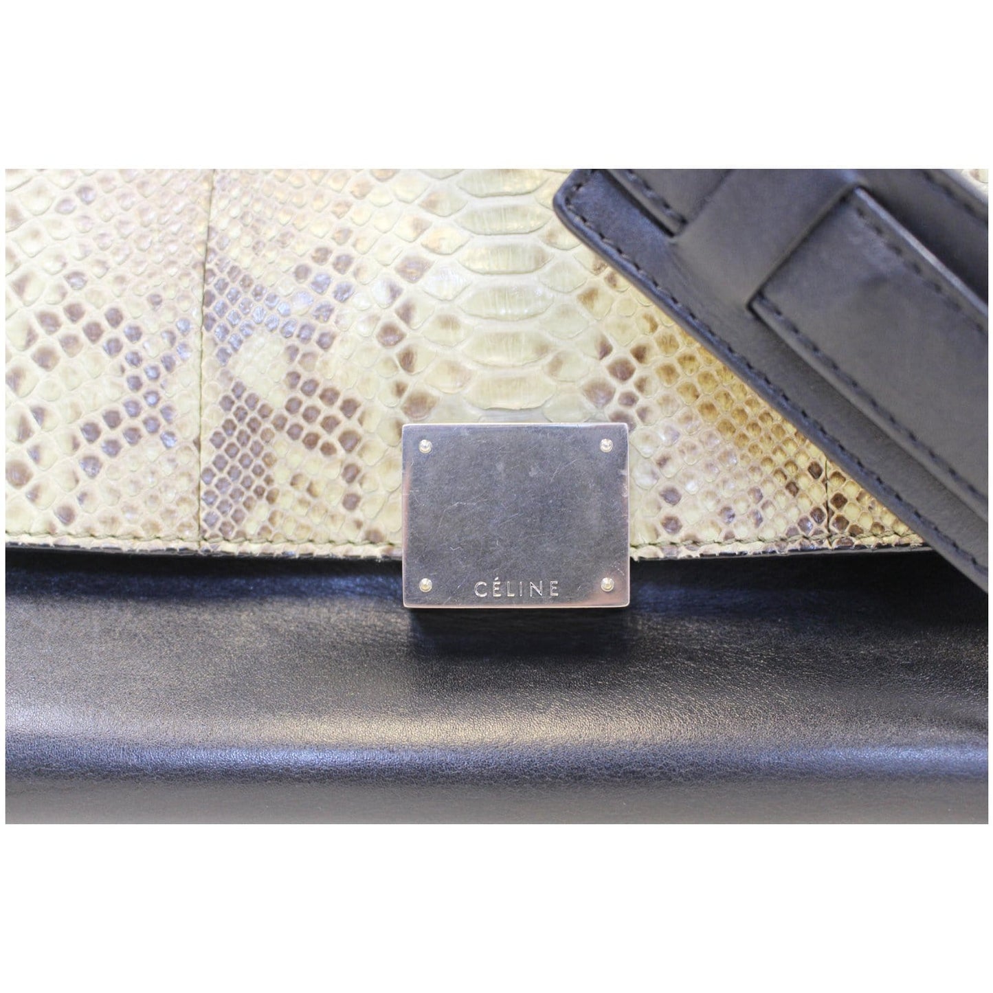 Celine Python and Black Leather Small Trapeze Bag
