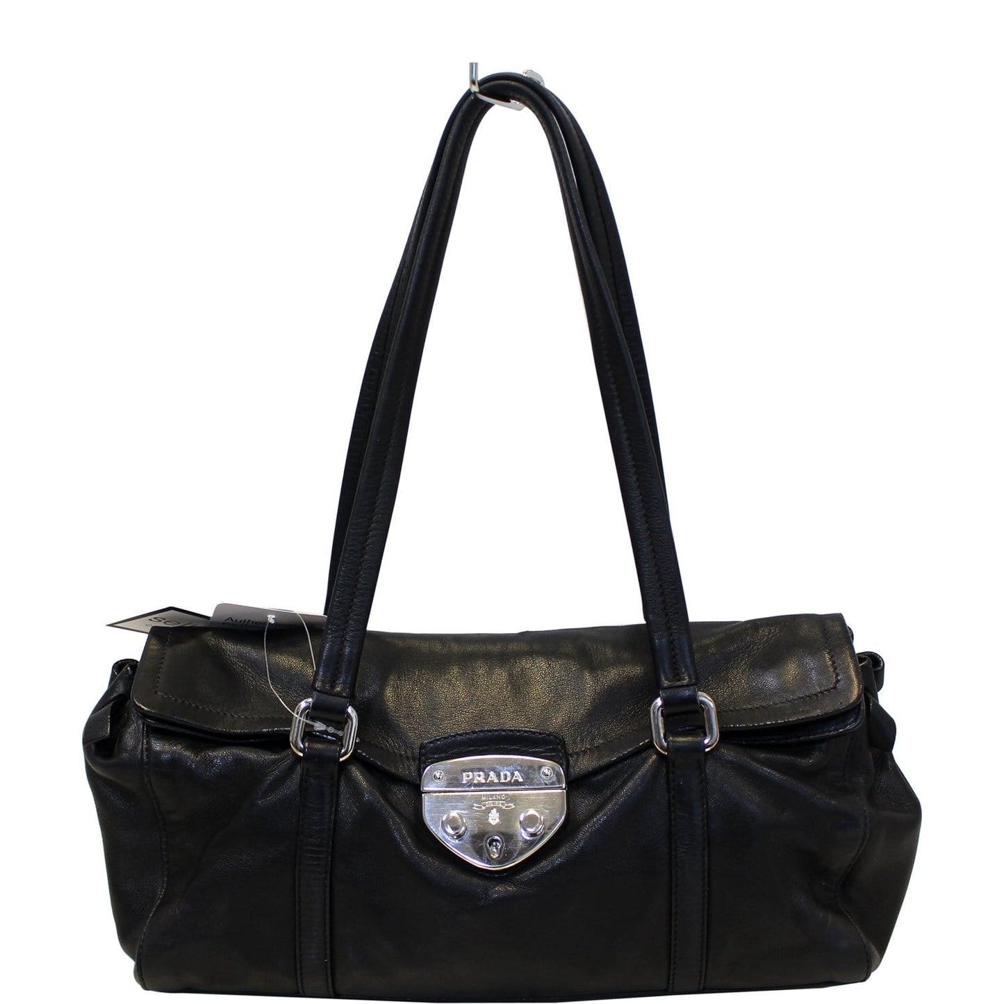 Prada Black Lambskin Leather Shoulder Bag