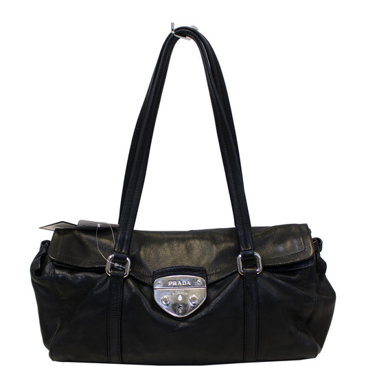 Prada Black Lambskin Leather Shoulder Bag