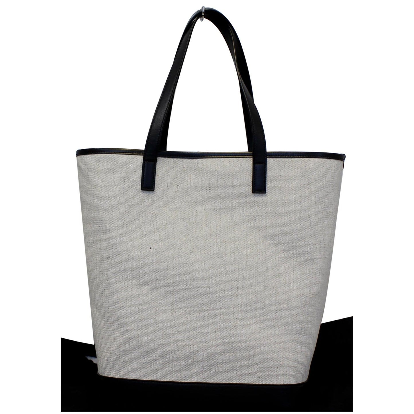 YVES SAINT LAURENT Teddy Canvas/Leather Drawstring Shopping Tote White/Black - Last Call
