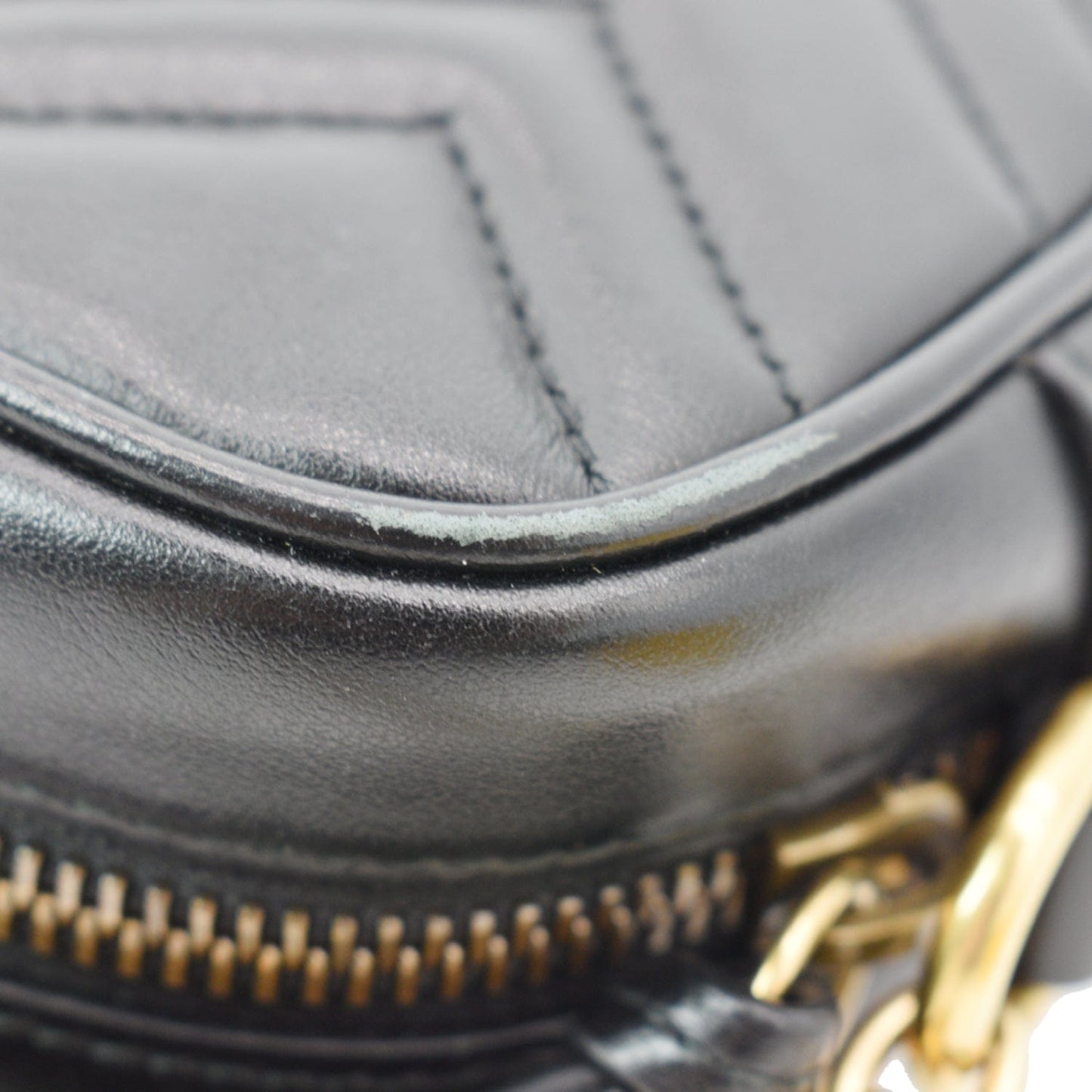 GUCCI GG Marmont Matelasse Mini Leather Crossbody Bag Black 448065