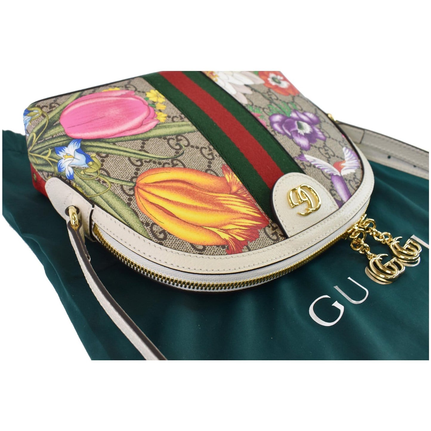 GUCCI Ophidia Flora Small Supreme Canvas Shoulder Bag Beige 499621
