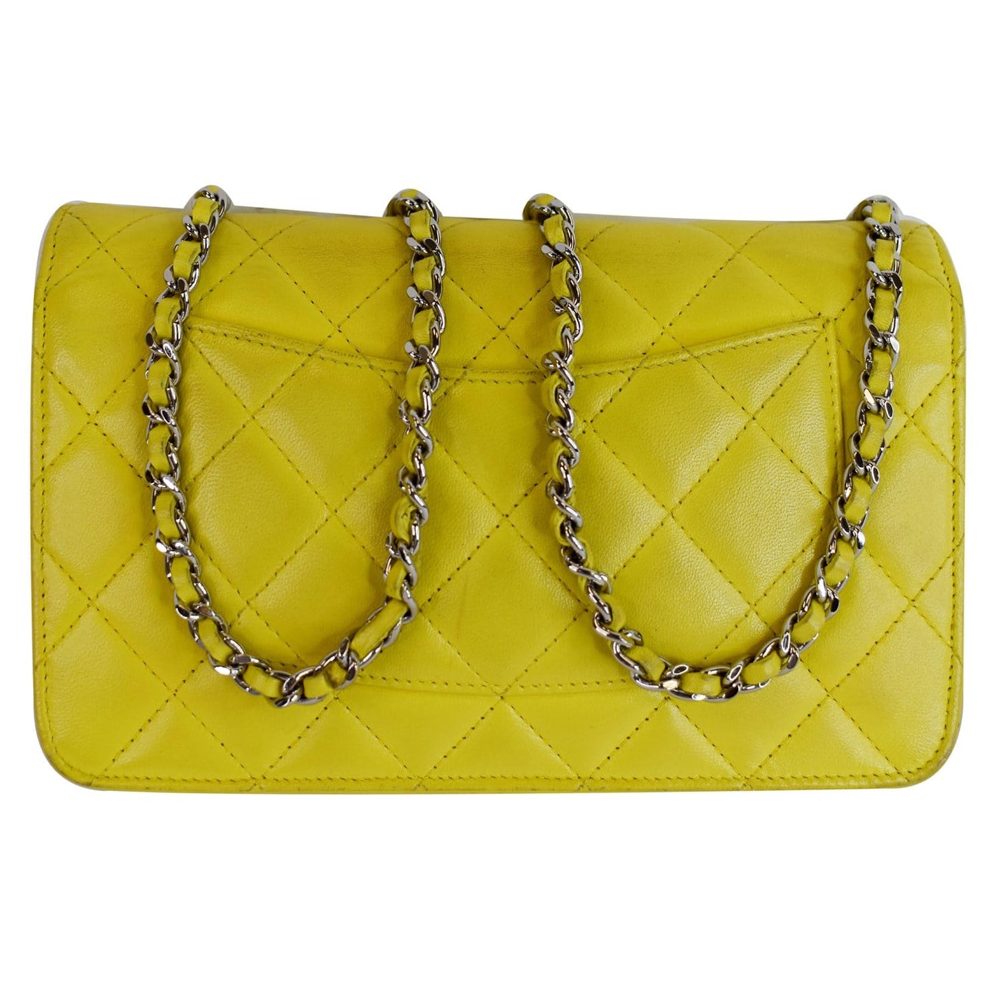 CHANEL Wallet On Chain Lambskin Leather WOC Crossbody Bag Yellow
