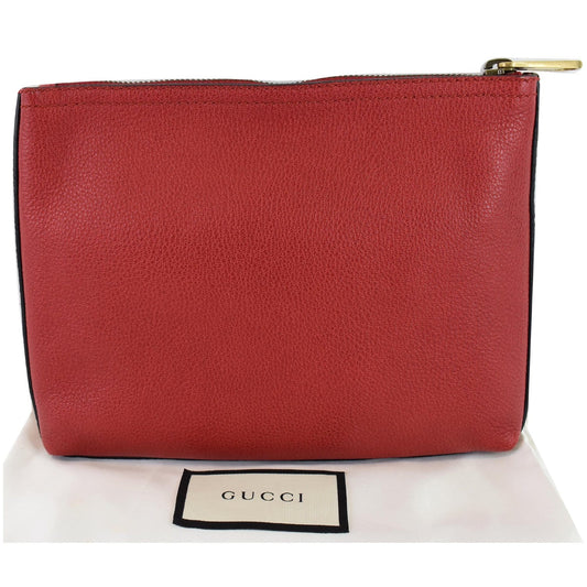 GUCCI Pebbled Leather Medium Logo Portfolio Clutch Hibiscus Red 495665 - 25% OFF