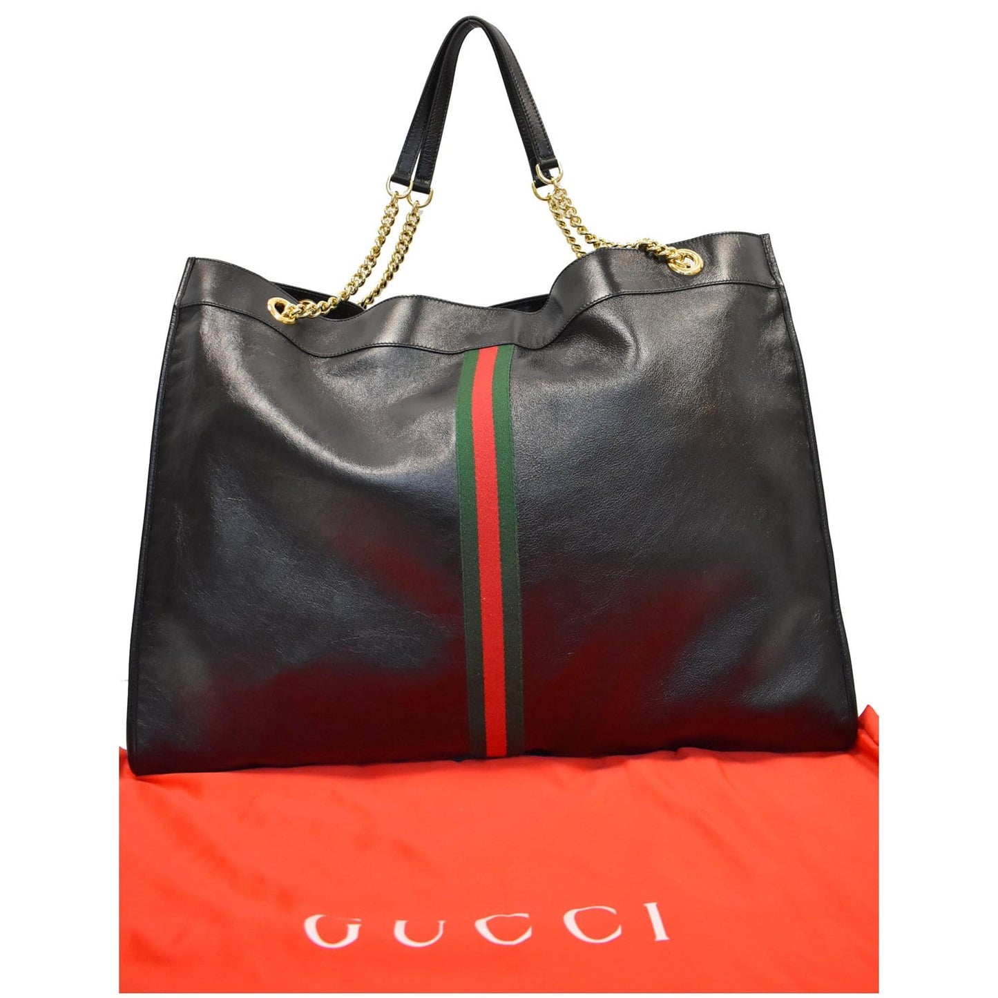 GUCCI Rajah Large Leather Tote Shoulder Bag Black 537218