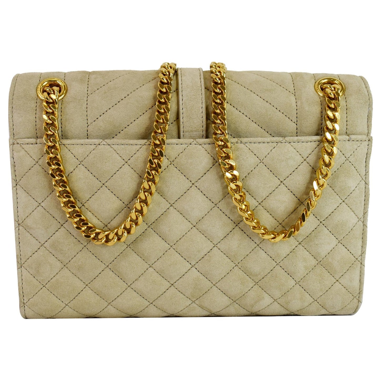 YVES SAINT LAURENT Medium Envelope Matelasse Suede Crossbody Bag Beige