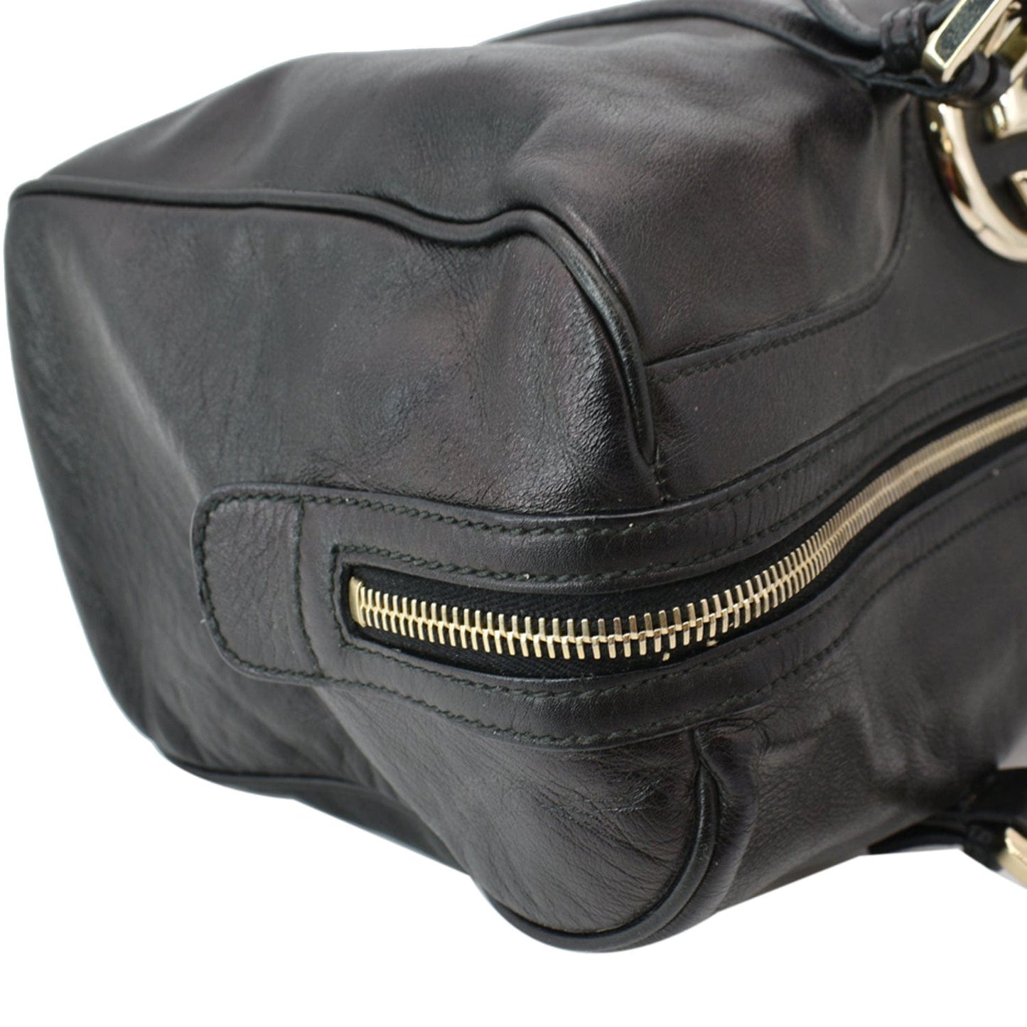 GUCCI Britt Leather Satchel Bag Black 170010