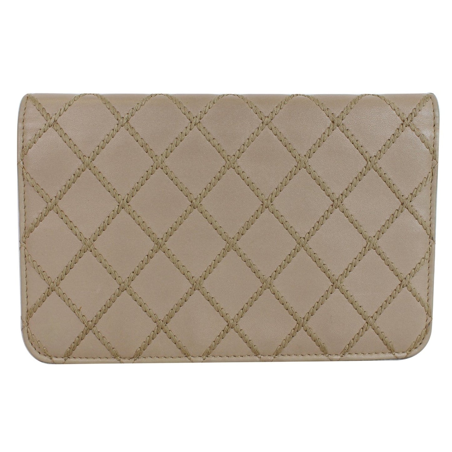 CHANEL Diamond Stitch Wallet On Chain Calfskin WOC Crossbody Bag Beige