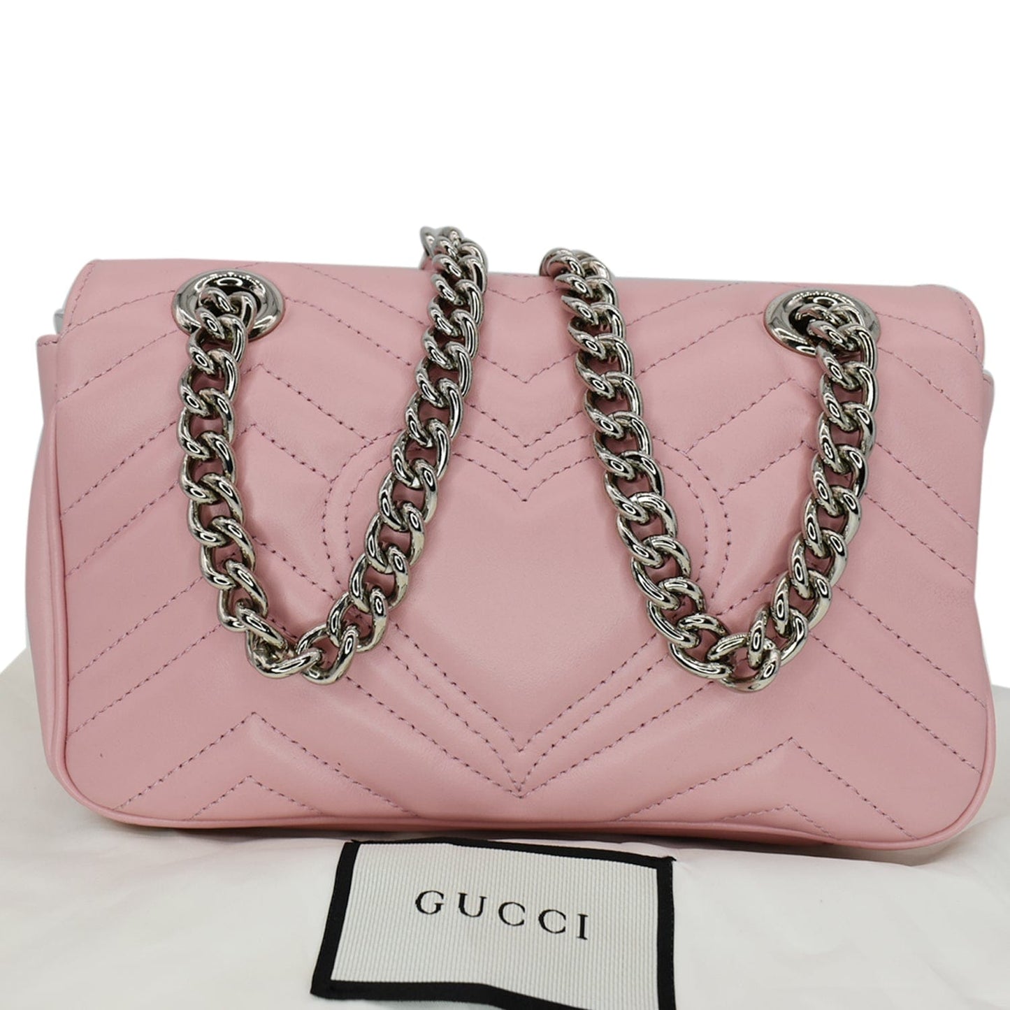 GUCCI GG Marmont Mini Matelass? Leather Shoulder Crossbody Bag Pastel Pink 446744