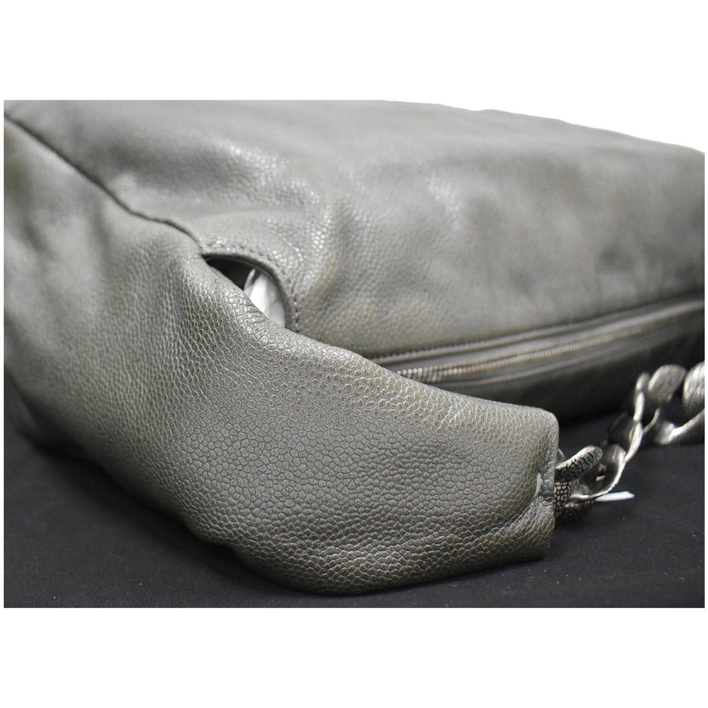 CHANEL 31 Small CC Caviar Leather Hobo Bag Grey