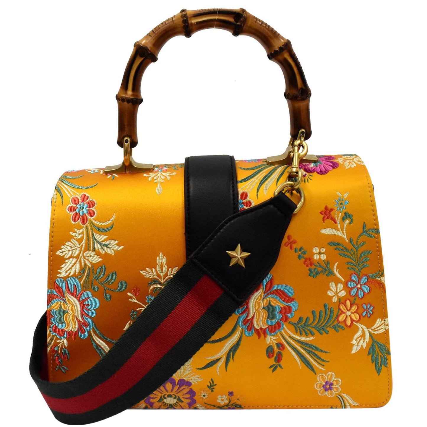 GUCCI Dionysus Medium Top Handle Floral Jacquard Shoulder Bag Gold 448075